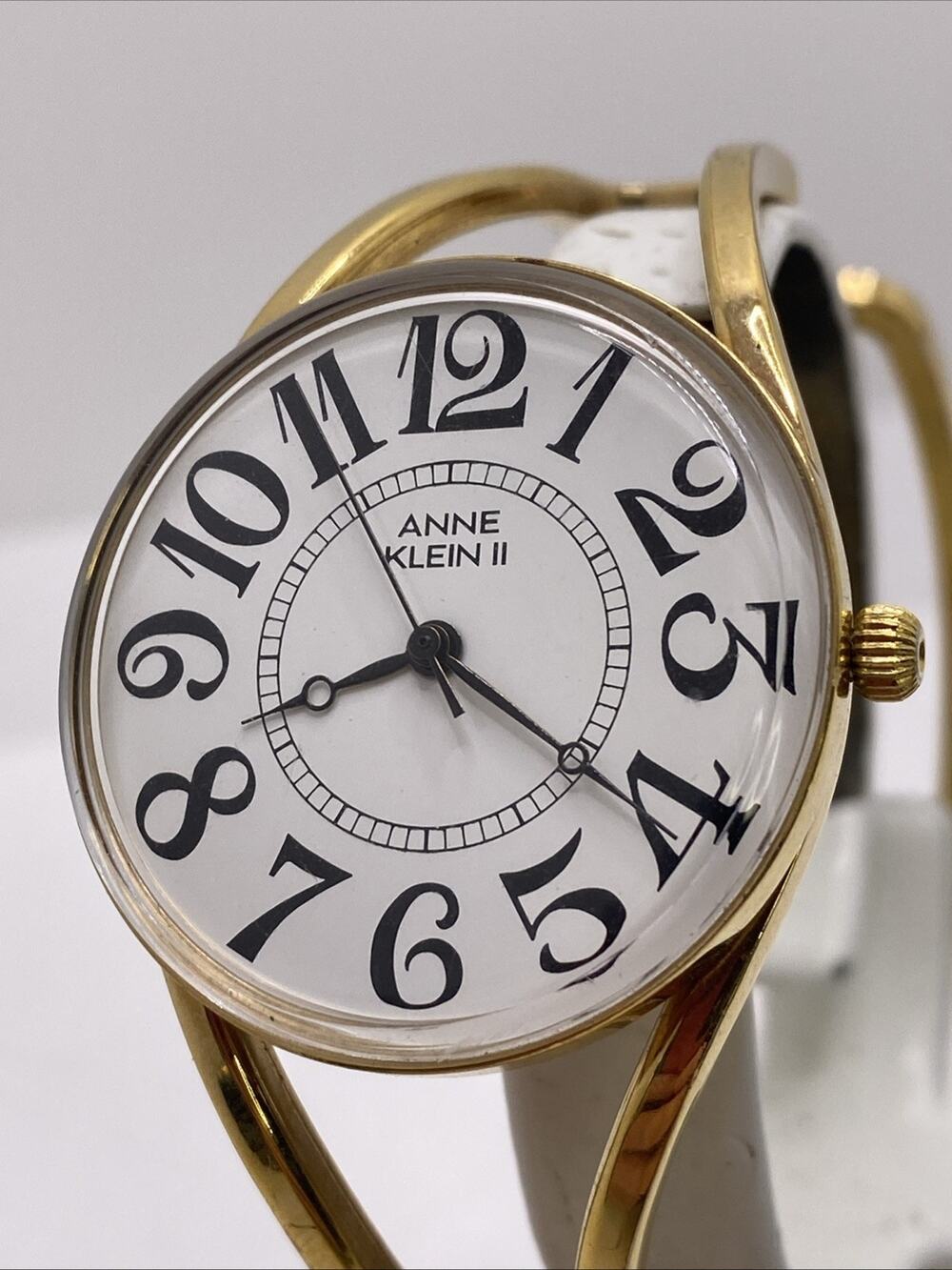 Anne Klein Gold Tone Cuff Bangle Watch New Battery